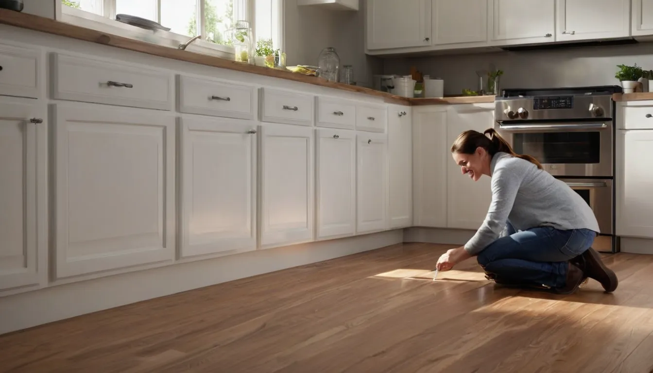 A provider checking a kitchen baseboard for ants in a Antioch home